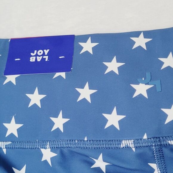 JoyLab Bike Shorts High Rise Ruched Pocket Patriotic Stars Superhero XXL New OOS - Picture 9 of 12